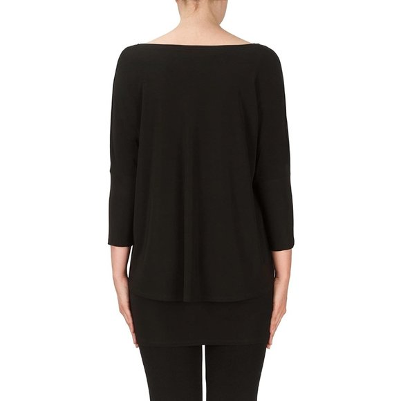 NWT Joseph Ribkoff Black Layered V-Neck 3/4 Sleeves Tunic Top 171056 - Picture 3 of 3